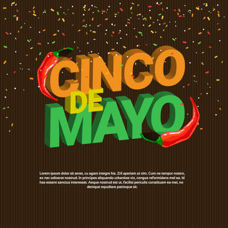 Cinco De Mayo Background With Isometric Lettering Over Template Background With Copy Space Vector Illustrationのイラスト素材