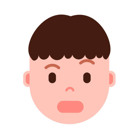 boy head with facial emotions, avatar character, man surprised face with different male emotions concept. flat design. vector illustrationのイラスト素材