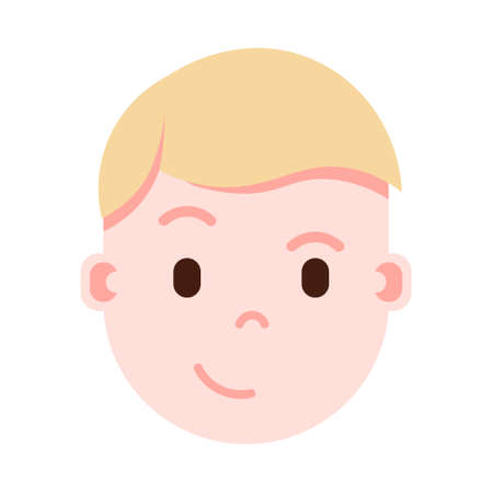 boy head emoji personage icon with facial emotions, avatar character, man cunning face with different male emotions concept. flat design. vector illustrationのイラスト素材