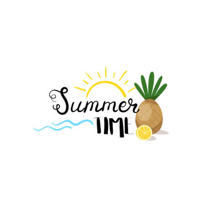summer time badge Isolated Typographic Design Label. Season Holidays lettering for logo,Templates, invitation, greeting card, prints and posters.のイラスト素材