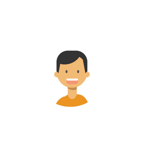 cute children face happy boy portrait on white background, male avatar flat vector illustrationのイラスト素材