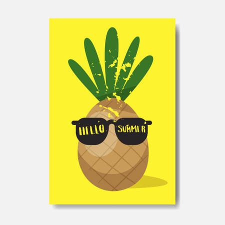 hello summer pineapple badge Isolated Typographic Design Label.のイラスト素材
