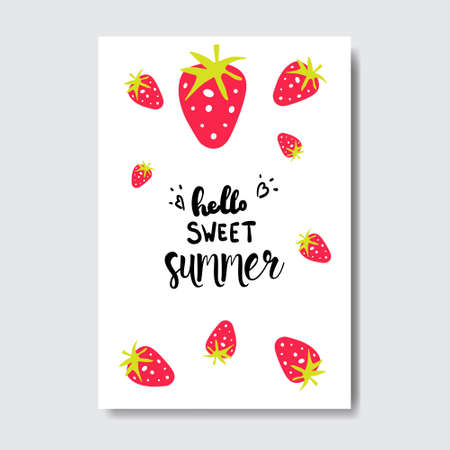 sweet summer strawberry badge Isolated Typographic Design Label.のイラスト素材
