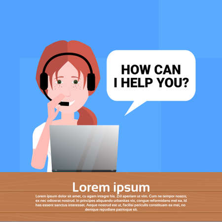 call center headset agent woman bubble client support online operator, customer and technical service icon, chat concept, copy space flat design vector illustrationのイラスト素材