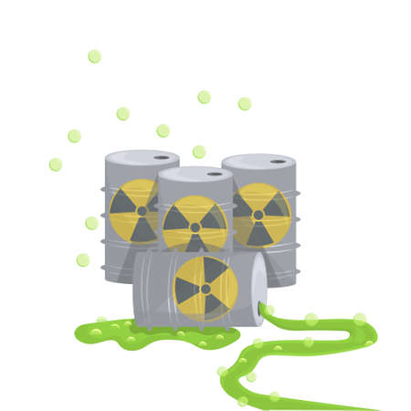 Nuclear energy barrel nature air pollution isolated on white background flat vector illustrationのイラスト素材