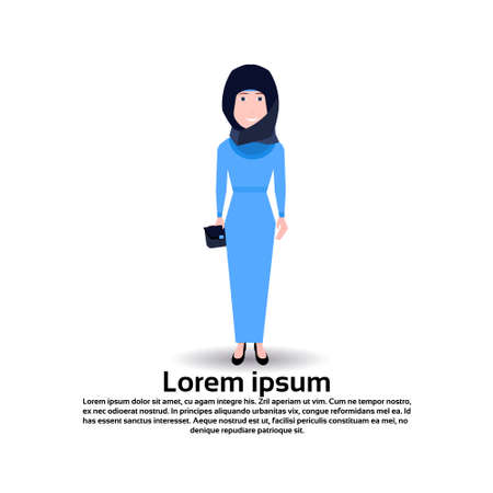 arab woman personage female template for design work and animation on white background full length copy space flat person vector illustrationのイラスト素材
