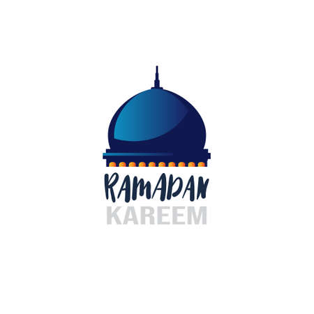 Ramadan kareem muslim religion holy month flat greeting card template on white background vector illustrationのイラスト素材