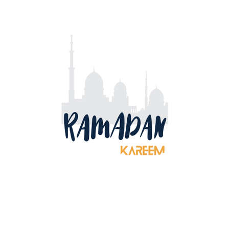 Ramadan kareem muslim religion holy month flat greeting card template on white background vector illustrationのイラスト素材