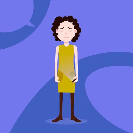 teen girl character grieved hold phone female template for design work and animation on blue background full length flat person, vector illustrationのイラスト素材