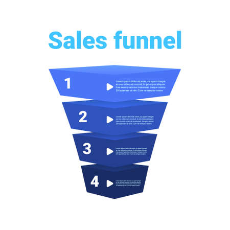 sales funnel with steps stages business infographic. purchase diagram concept over white background copy space flat design vector illustrationのイラスト素材