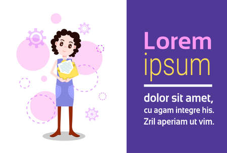 woman character holding paper envelope template for design work or animation over white background full length flat copy space horizontal vector illustrationのイラスト素材