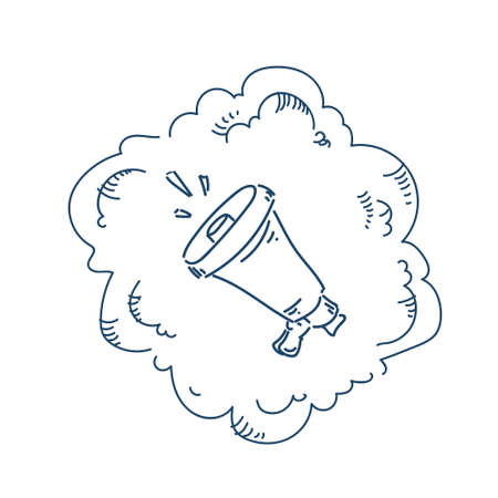 megaphone icon on white background sketch doodle vector illustrationのイラスト素材