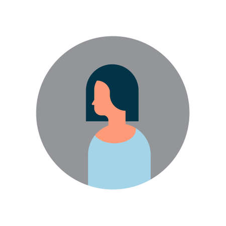 woman character profile portrait on white background female avatar flat cartoon vector illustrationのイラスト素材