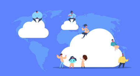 Data storage diversity people working synchronization cloud center Computer technology, network and...