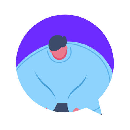 thick man chat bubble avatar character isolated male cartoon portrait flat vector illustration