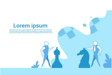 Business man play chess strategy game concept copy space horizontal vector illustrationのイラスト素材