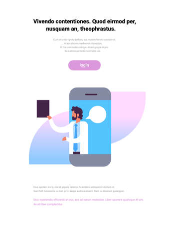 doctor hold clipboard mobile application bubble chat medical online consultation profile icon male healthcare concept portrait vertical copy space flat vector illustrationのイラスト素材