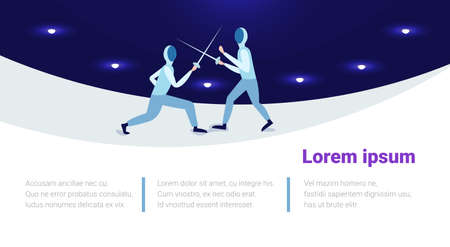 fencing man mask training duel swordsman arena male activity cartoon character full length...