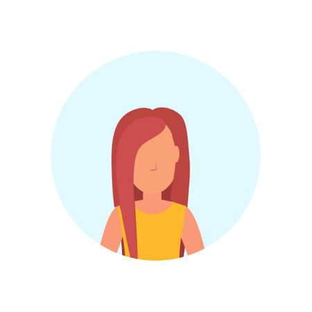 brown hair woman avatar isolated faceless female cartoon character portrait flat vector illustration