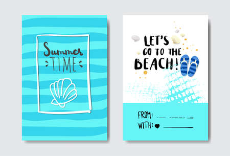set summer time badge Isolated Typographic Design Label. Season Holidays lettering  ,Templates, invitation, greeting card, prints and posters. vector illustrationのイラスト素材