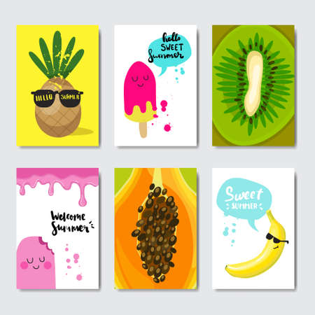 set exotic citrus fruits badge Isolated Typographic Design Label. Season Holidays lettering for  ,Templates, invitation, greeting card, prints and posters. vector illustrationのイラスト素材