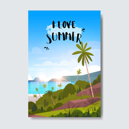 sweet summer landscape palm tree beach badge Design Label. Season Holidays lettering for  ,Templates, invitation, greeting card, prints and posters. vector illustrationのイラスト素材