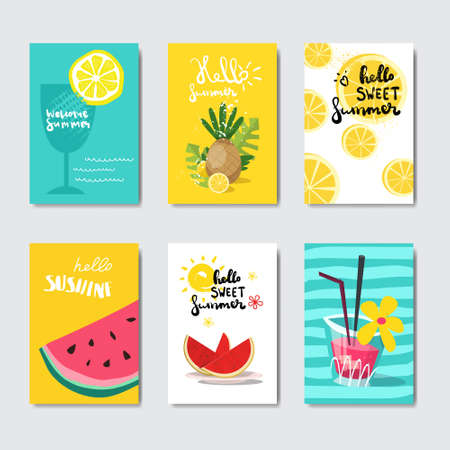 set exotic citrus fruits badge Isolated Typographic Design Label. Season Holidays lettering for  ,Templates, invitation, greeting card, prints and posters. vector illustrationのイラスト素材
