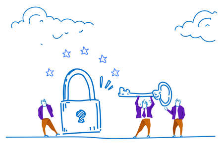 businessmen holding key unlock padlock access General Data Protection Regulation GDPR server...