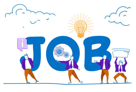 businessmen hard working process job lettering teamwork process concept man silhouette horizontal...