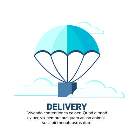 Package flying parachutes fast parcel delivery service concept international shipping isolated copy space vector illustrationのイラスト素材