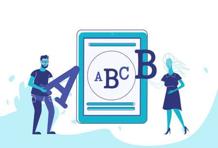 business people studying mobile app electronic books online education e-learning concept students...