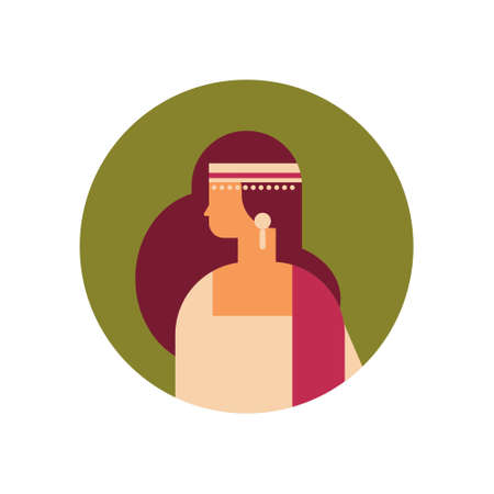 indian woman face avatar lady wearing national traditional clothes hindu female cartoon character portrait isolated flat vector illustrationのイラスト素材