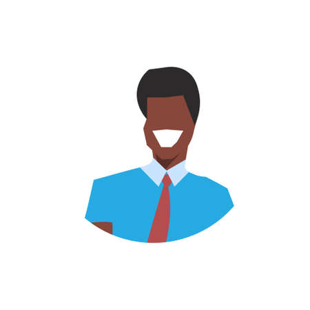 african american businessman avatar happy face profile male cartoon character portrait isolated flat vector illustrationのイラスト素材