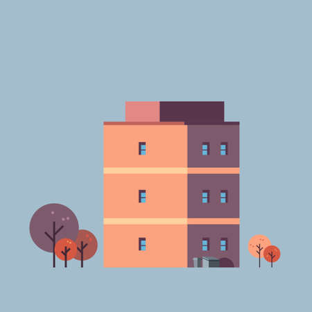 city building house urban real estate concept architecture design gray background isolated flat vector illustrationのイラスト素材