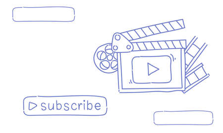 Video blog camera online stream blogging subscribe concept sketch doodle horizontal vector illustrationのイラスト素材