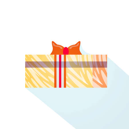 gift box wrapped ribbon holiday present isolated flat vector illustrationのイラスト素材