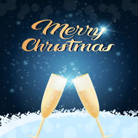 glasses champagne with splash happy new year merry christmas celebration concept flat vector illustrationのイラスト素材