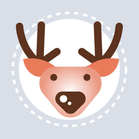 reindeer horns face happy new year merry christmas decoration concept flat vector illustrationのイラスト素材