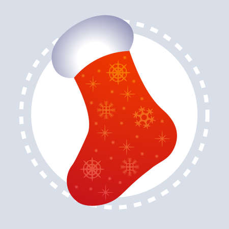 decorative sock happy new year merry christmas decoration concept flat vector illustrationのイラスト素材