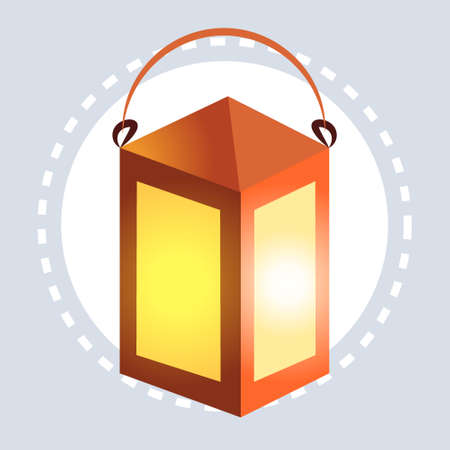 decorative light kerosine lantern happy new year merry christmas decoration concept flat vector illustrationのイラスト素材