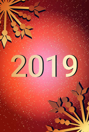 2019 merry christmas happy new year concept greeting card vertical vector illustration