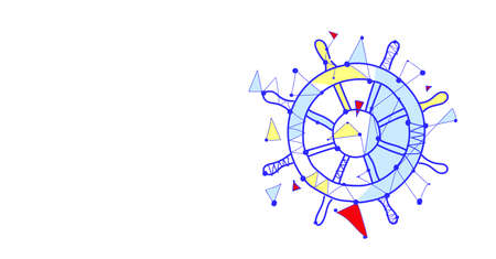 Ship steering wheel captain steer direction concept sketch doodle horizontal isolated flat vector illustrationのイラスト素材