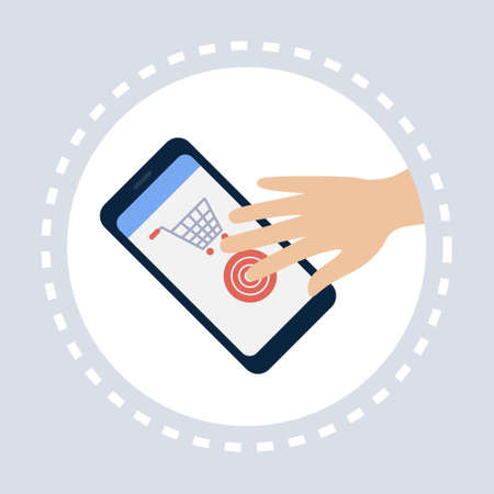 mobile application online shopping icon concept flat vector illustrationのイラスト素材