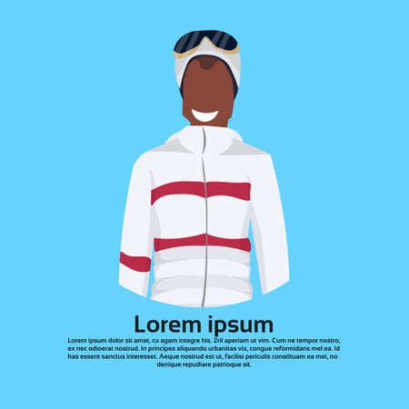 happy man wearing winter clothes male cartoon character portrait copy space flat vector illustration