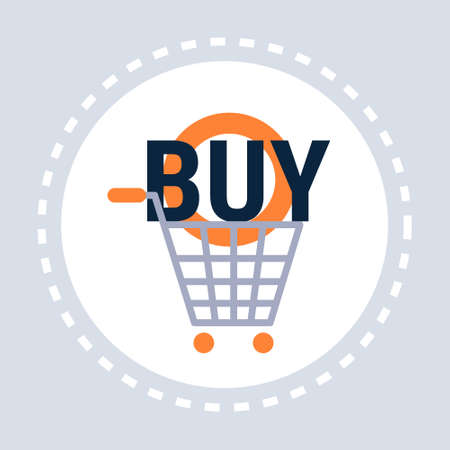 trolley buy cart shopping icon concept flat vector illustrationのイラスト素材