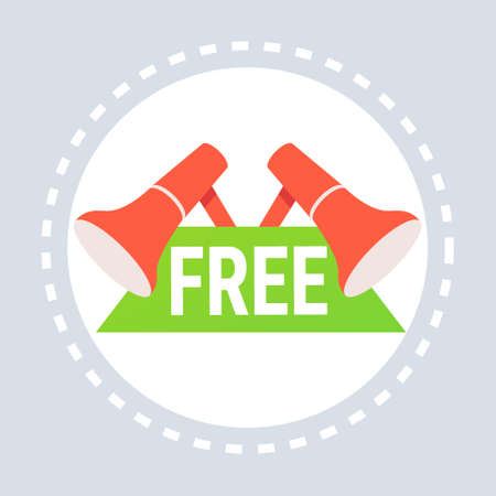 big promotion free gift label megaphone icon shopping special offer concept flat vector illustrationのイラスト素材