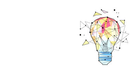 inspiration light lamp creative idea concept sketch doodle horizontal isolated flat vector illustrationの写真素材