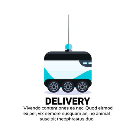 robot self drive fast delivery goods in city car robotic carry concept isolated copy space flat vector illustrationのイラスト素材