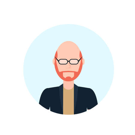 redhead man avatar isolated bald head faceless male cartoon character portrait flat vector illustrationのイラスト素材