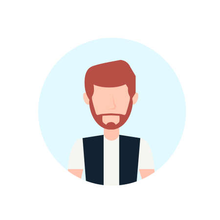 redhead man avatar isolated faceless beard male cartoon character portrait flat vector illustrationのイラスト素材
